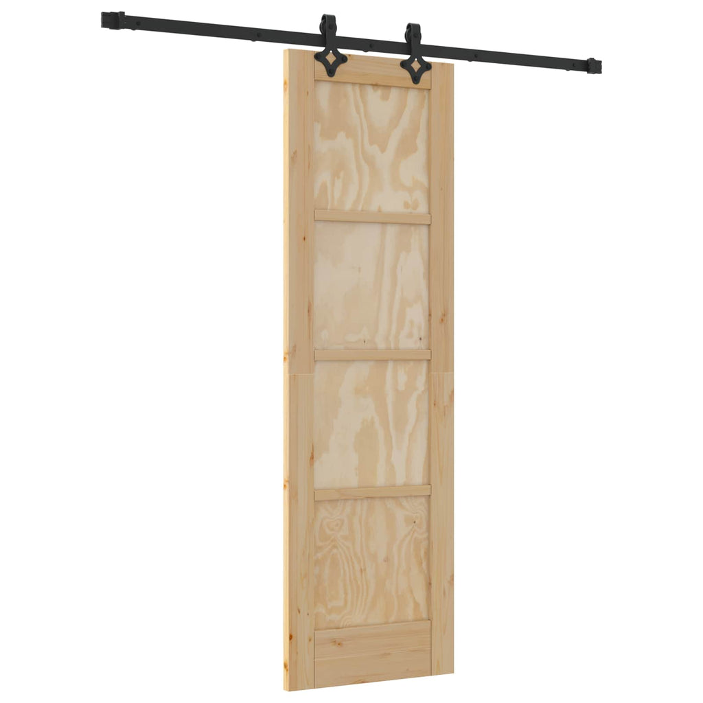 Porta scorrevole legno pino naturale e nero 61 x 198,5 cm