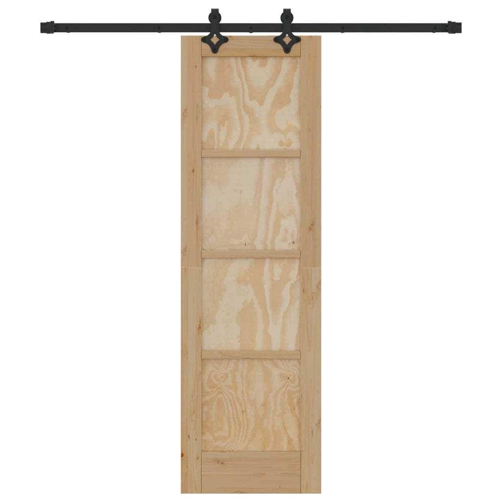 Porta scorrevole legno pino naturale e nero 61 x 198,5 cm