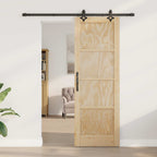 Porta scorrevole in legno di pino naturale e nero 73,5 x 211 cm