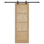 Porta scorrevole in legno di pino naturale e nero 73,5 x 211 cm