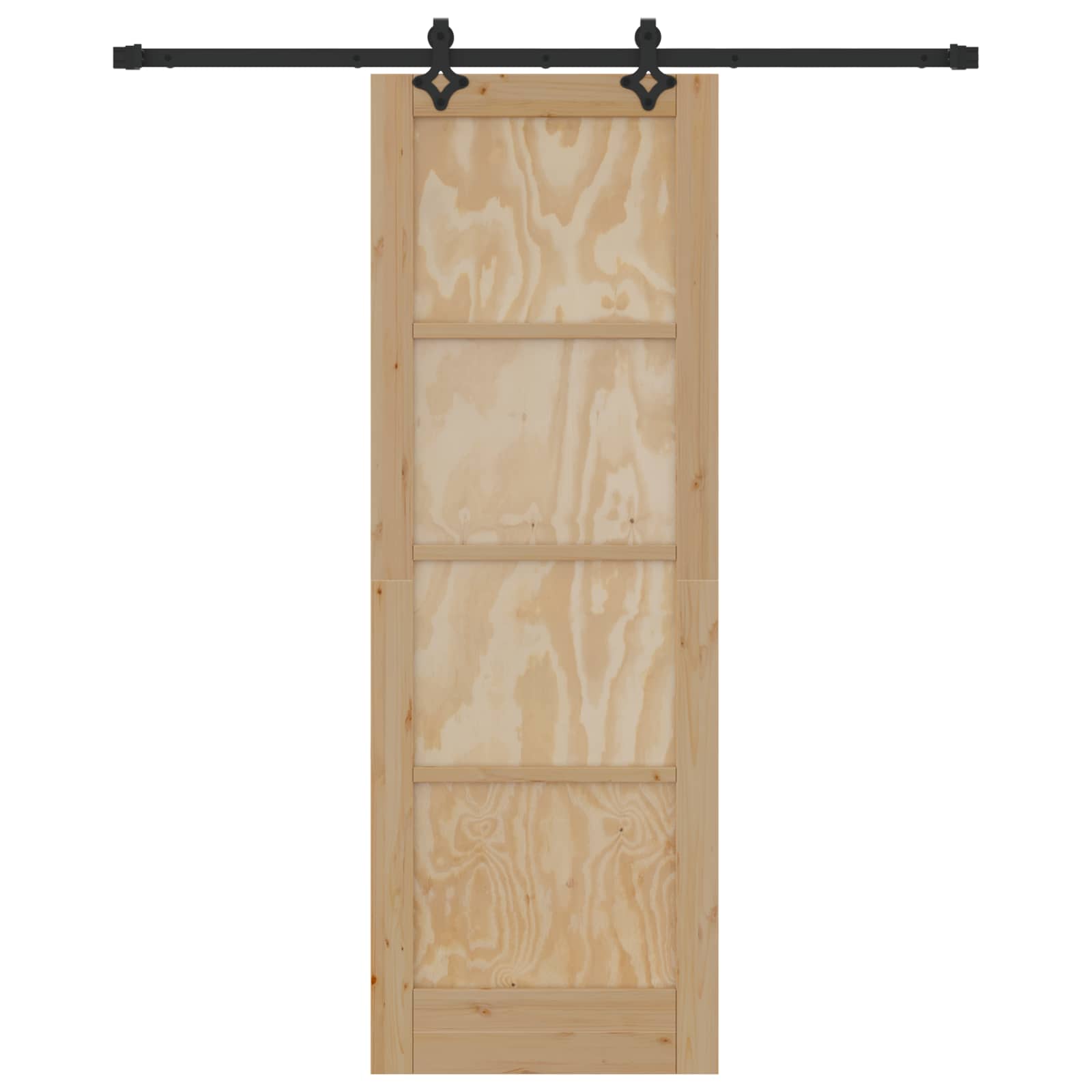 Porta scorrevole in legno di pino naturale e nero 73,5 x 211 cm