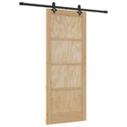Porta scorrevole in legno di pino naturale e nero 83 x 202 cm