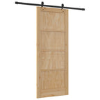 Porta scorrevole in legno di pino naturale e nero 83 x 202 cm
