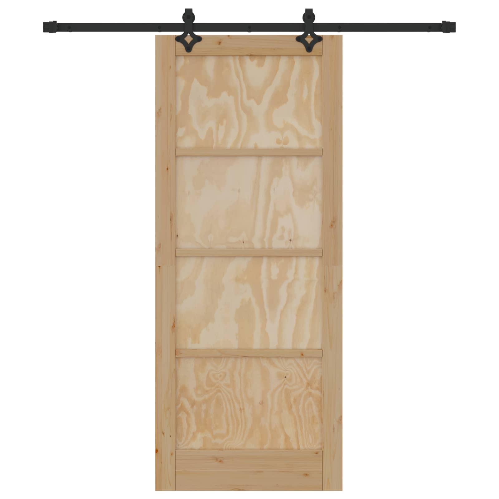 Porta scorrevole in legno di pino naturale e nero 83 x 202 cm