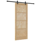 Porta scorrevole in legno di pino naturale e nero 83 x 211 cm