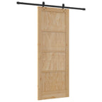 Porta scorrevole in legno di pino naturale e nero 83 x 211 cm