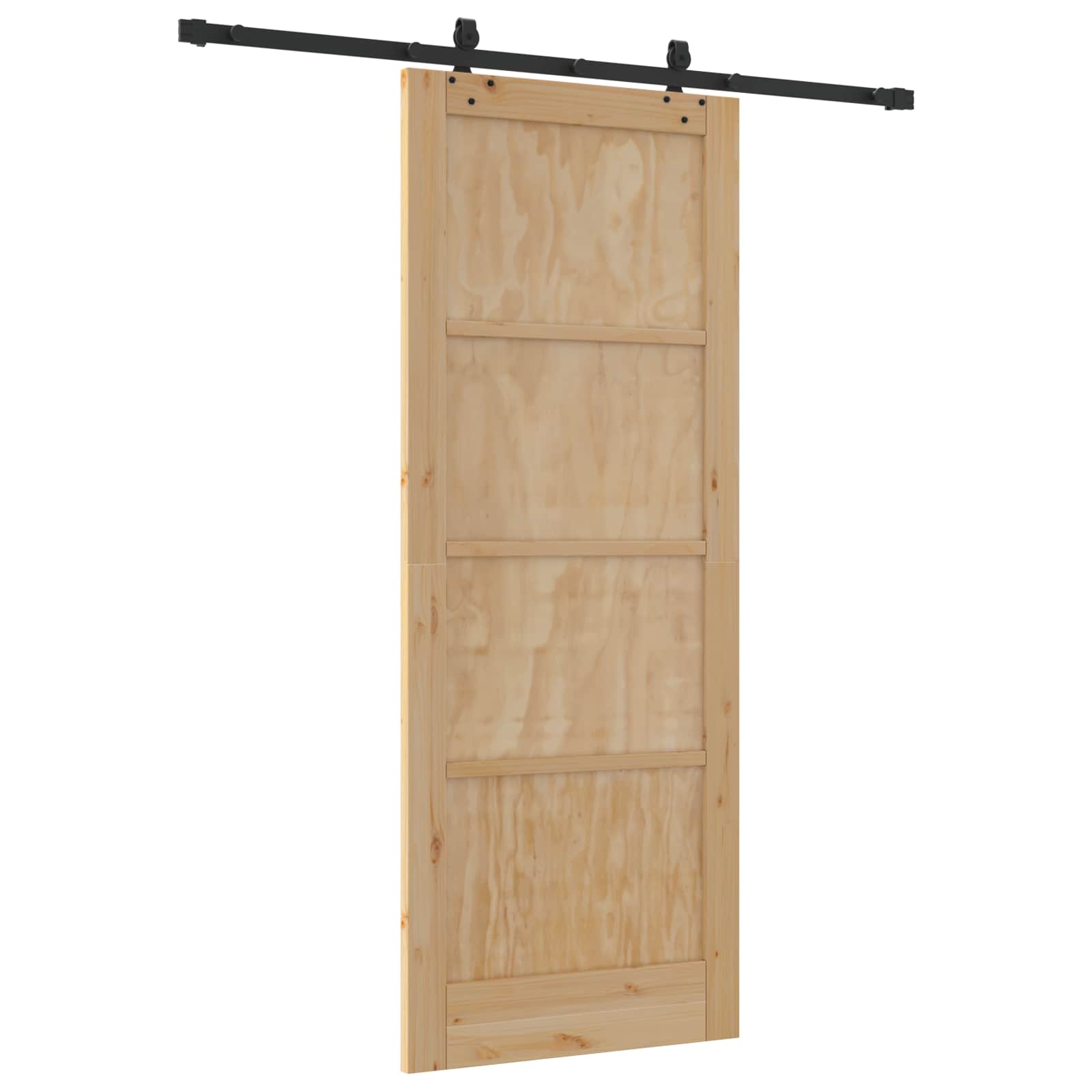 Porta scorrevole in legno di pino naturale e nero 83 x 211 cm