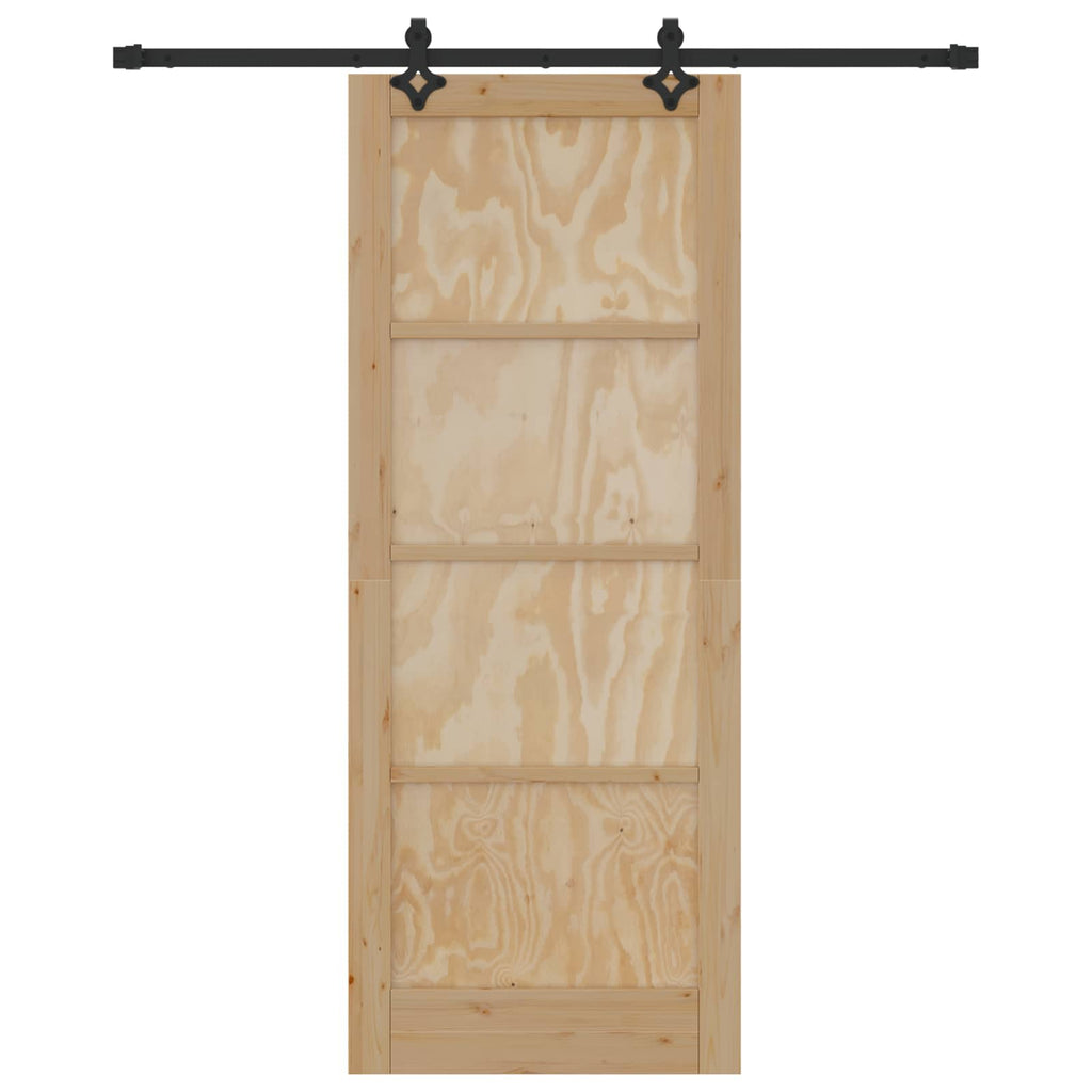 Porta scorrevole in legno di pino naturale e nero 83 x 211 cm