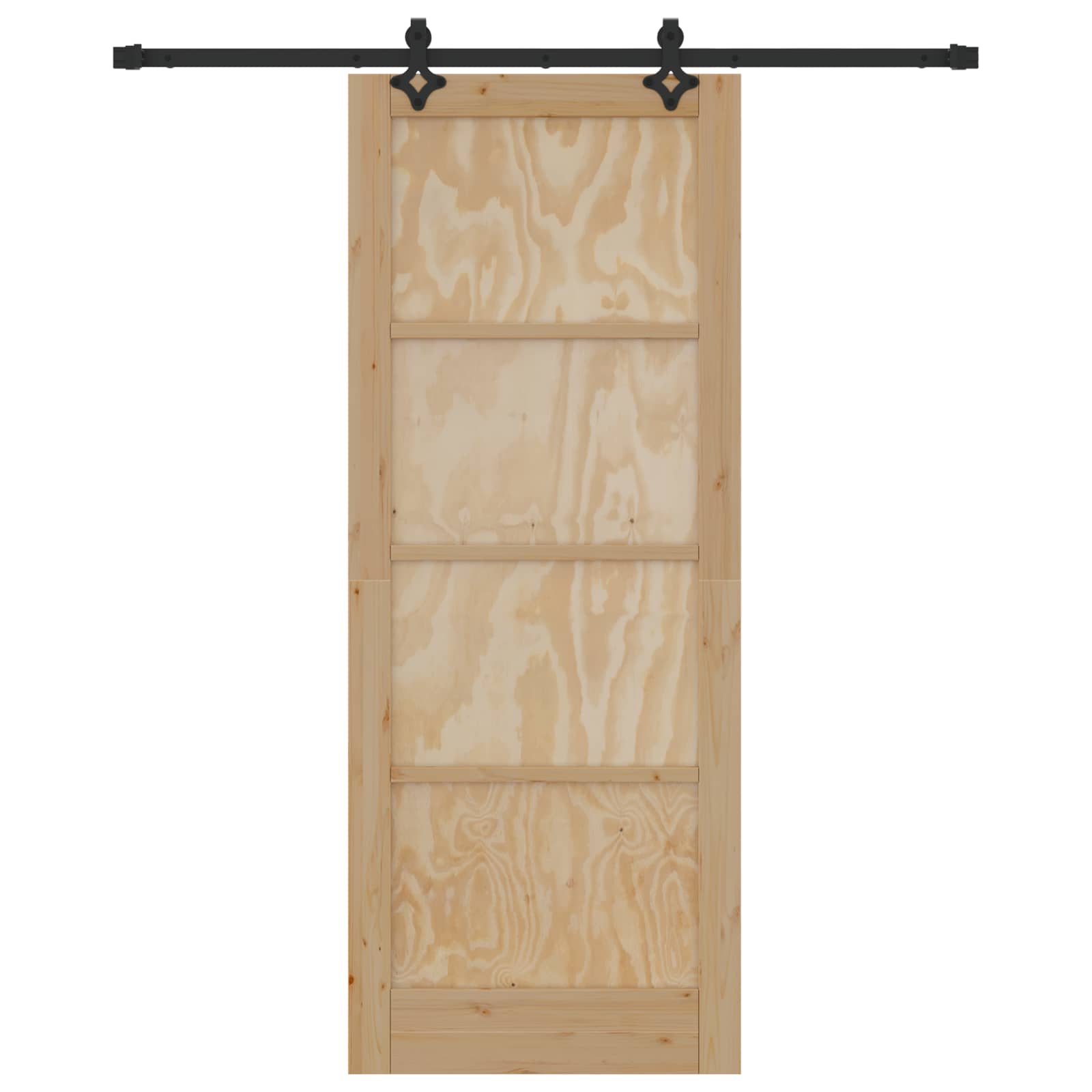 Porta scorrevole in legno di pino naturale e nero 83 x 211 cm