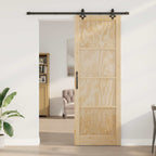 Porta scorrevole in legno di pino naturale e nero 83 x 232 cm