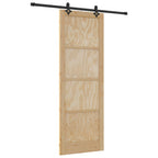 Porta scorrevole in legno di pino naturale e nero 83 x 232 cm