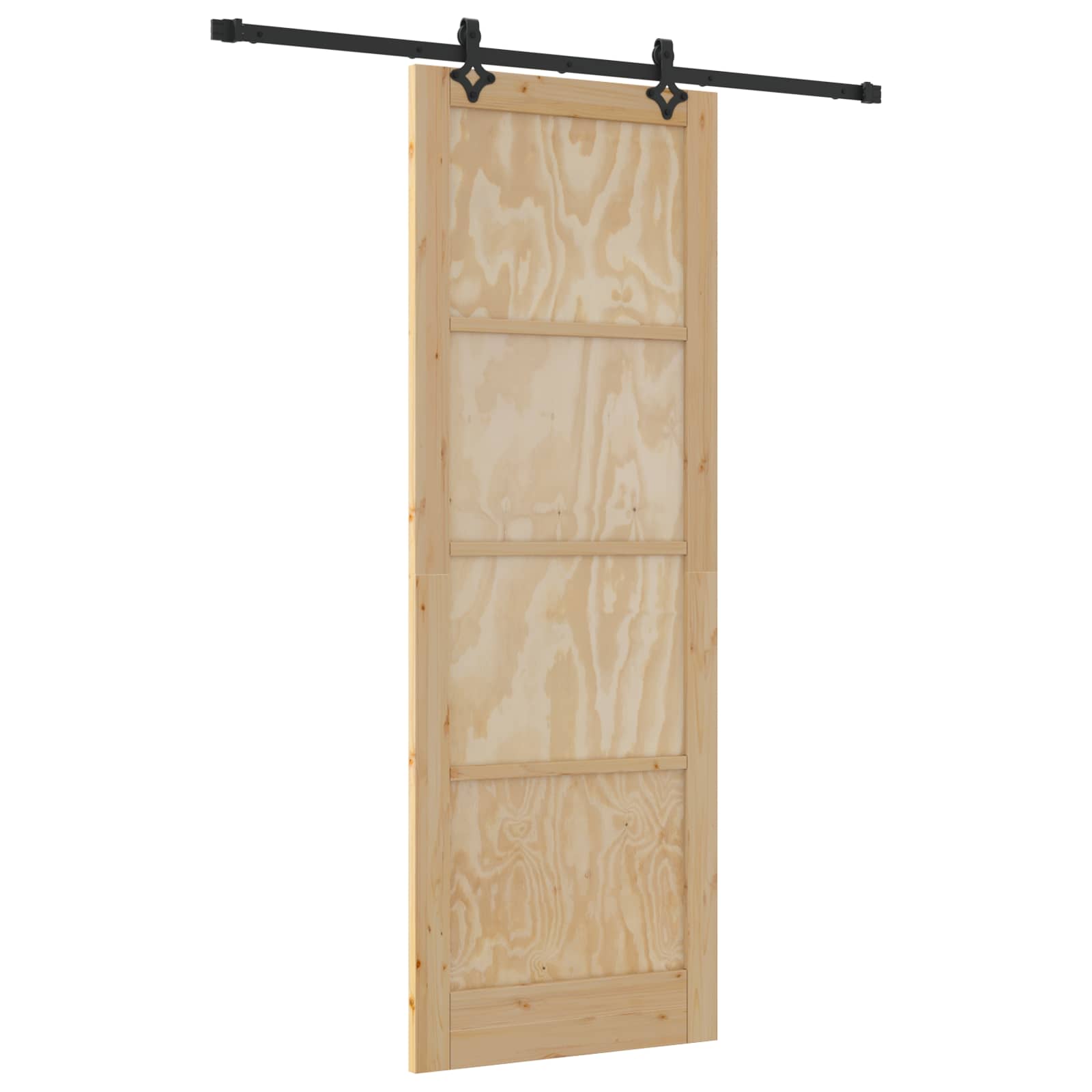 Porta scorrevole in legno di pino naturale e nero 83 x 232 cm
