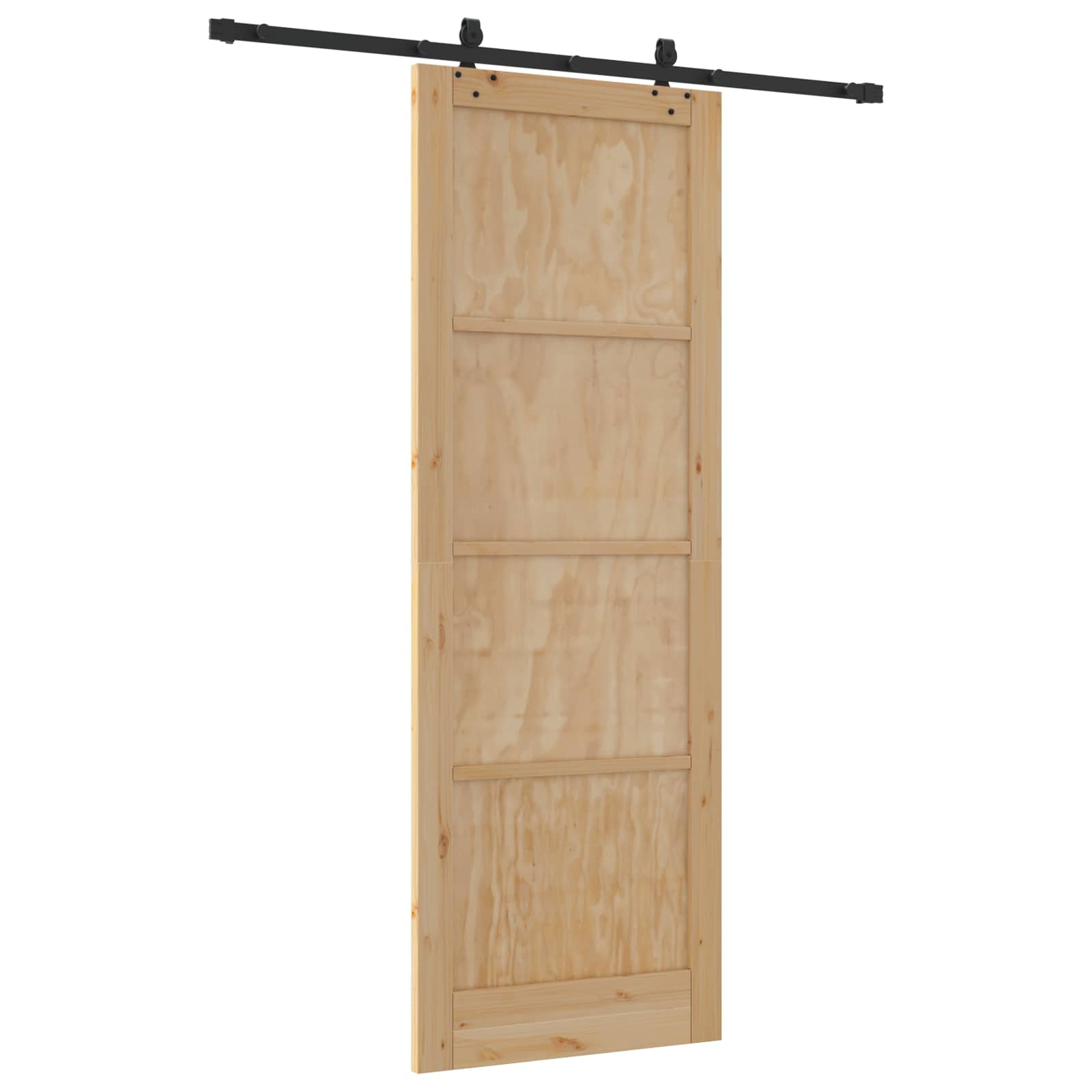 Porta scorrevole in legno di pino naturale e nero 83 x 232 cm