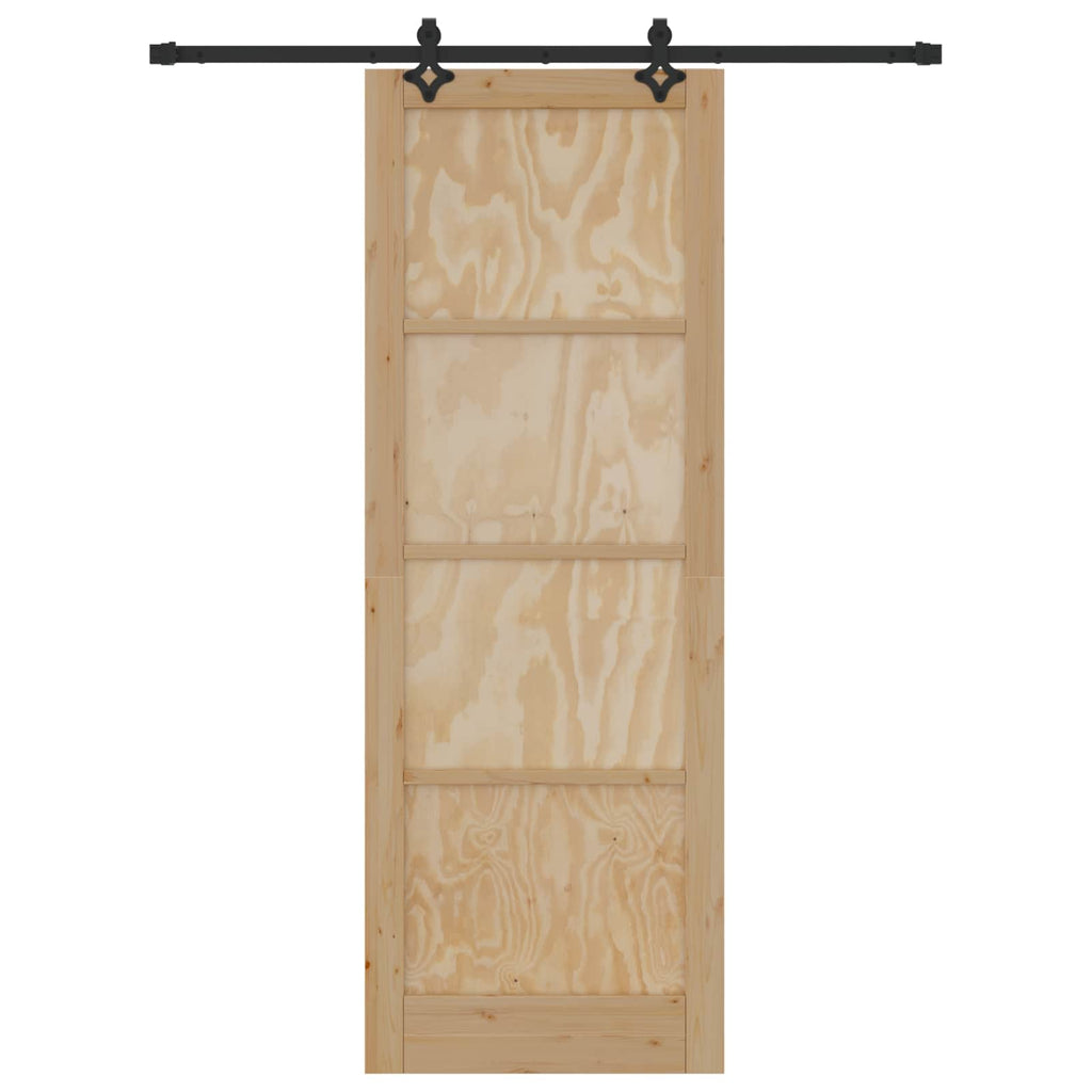 Porta scorrevole in legno di pino naturale e nero 83 x 232 cm