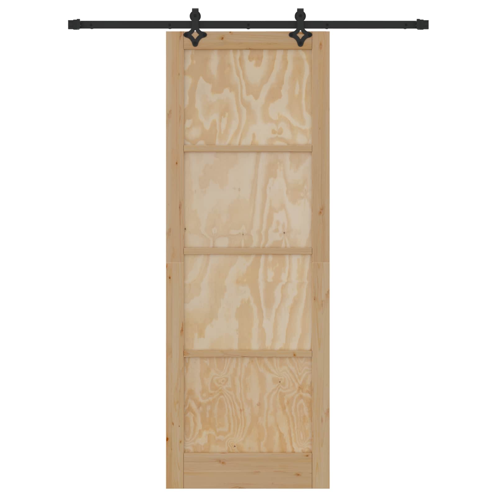 Porta scorrevole in legno di pino naturale e nero 83 x 232 cm