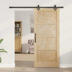 Porta scorrevole in legno di pino naturale e nero 86 x 198,5 cm