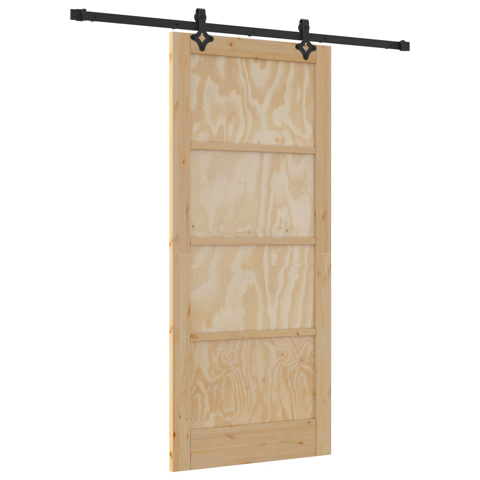 Porta scorrevole in legno di pino naturale e nero 86 x 198,5 cm