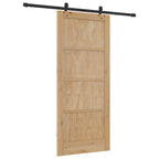 Porta scorrevole in legno di pino naturale e nero 86 x 198,5 cm