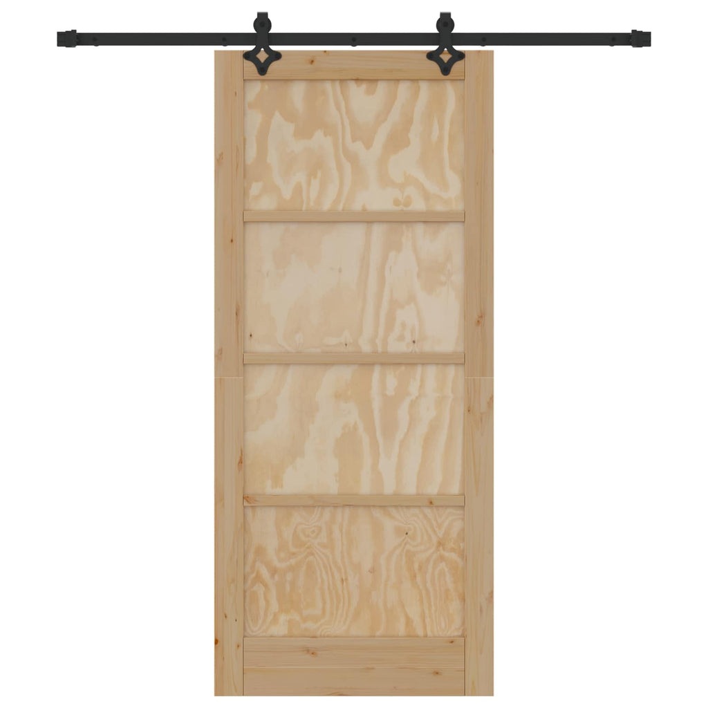 Porta scorrevole in legno di pino naturale e nero 86 x 198,5 cm