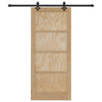 Porta scorrevole in legno di pino naturale e nero 86 x 198,5 cm