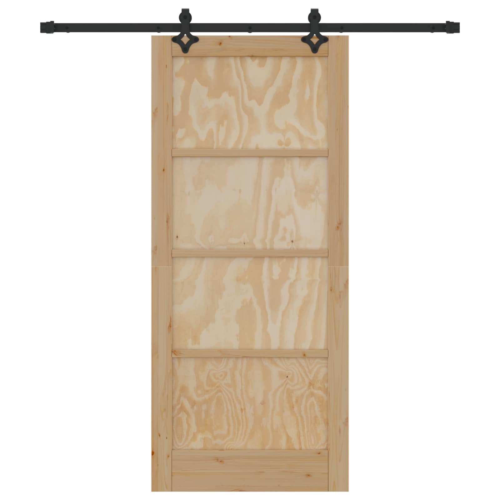 Porta scorrevole in legno di pino naturale e nero 86 x 198,5 cm