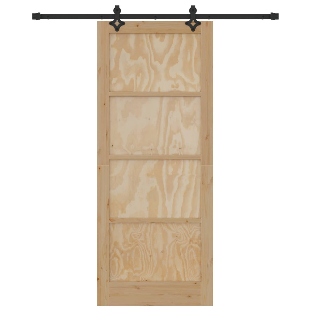 Porta scorrevole in legno di pino naturale e nero 86 x 211 cm