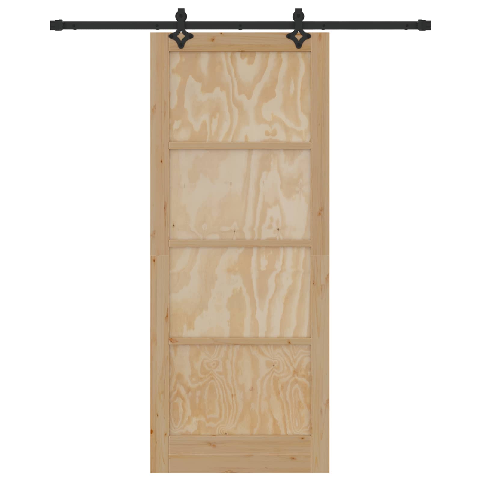 Porta scorrevole in legno di pino naturale e nero 86 x 211 cm