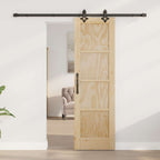 Porta scorrevole in legno di pino naturale e nero 61 x 198,5 cm