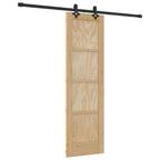 Porta scorrevole in legno di pino naturale e nero 61 x 198,5 cm