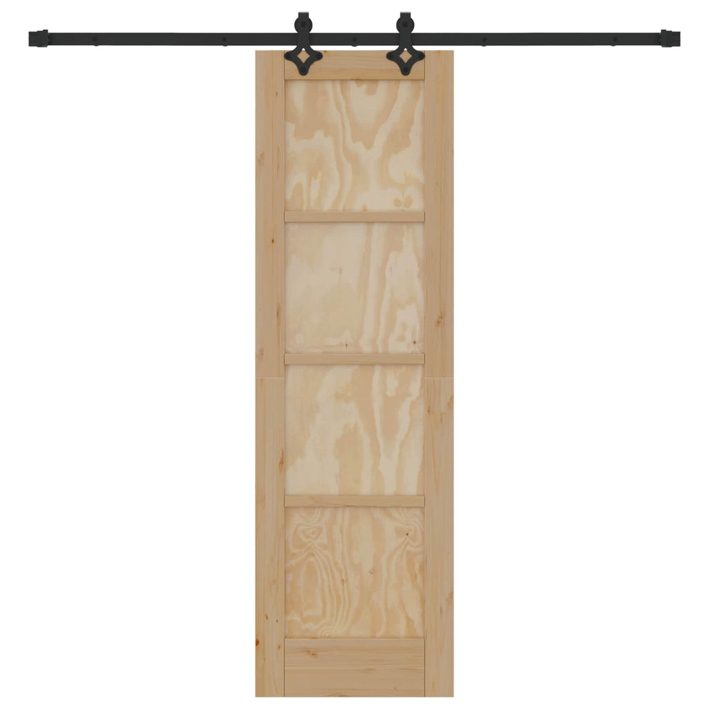 Porta scorrevole in legno di pino naturale e nero 61 x 198,5 cm