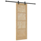 Porta scorrevole in legno di pino naturale e nero 73,5 x 211 cm