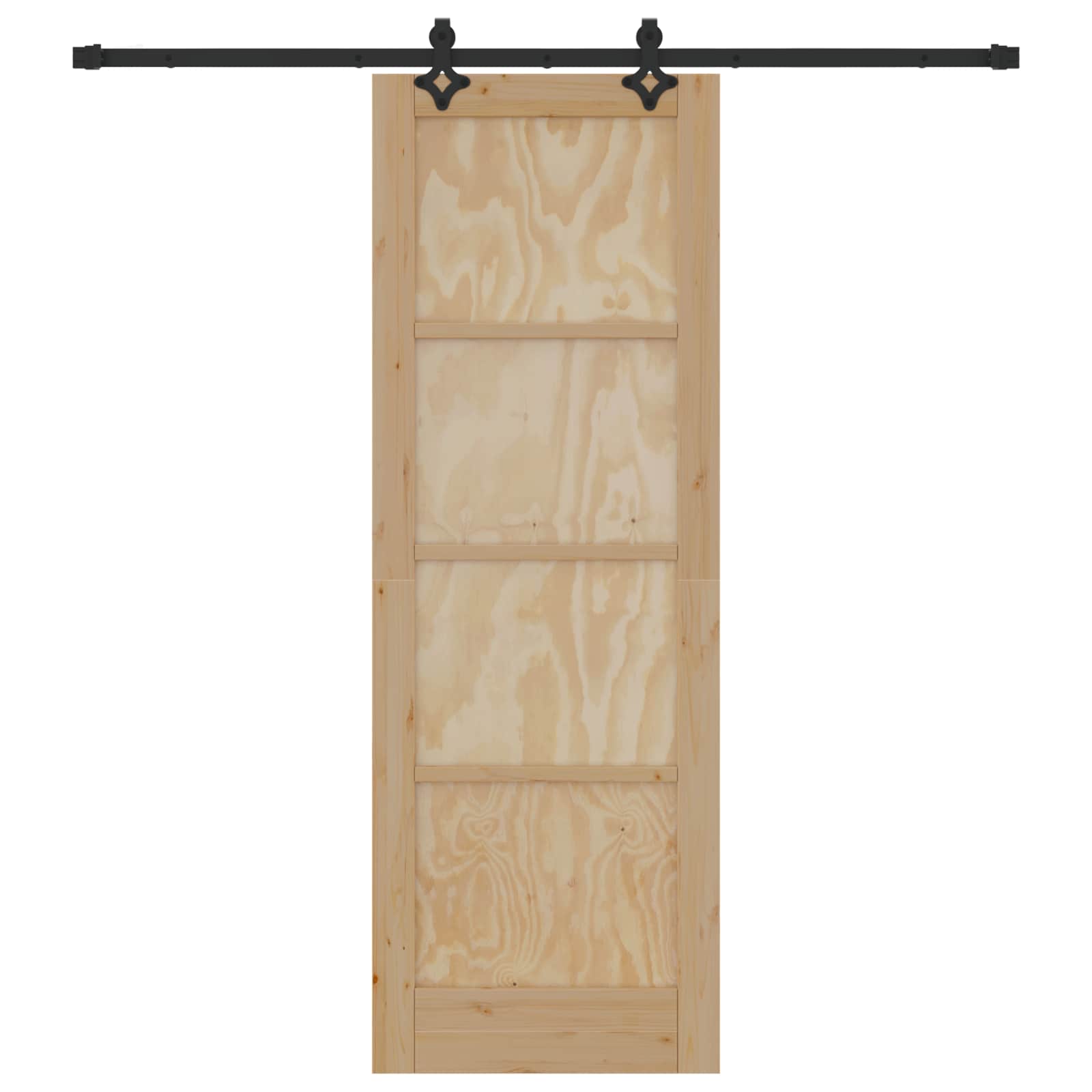 Porta scorrevole in legno di pino naturale e nero 73,5 x 211 cm
