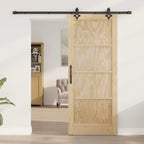 Porta Scorrevole Naturale e Nero 83 x 202 cm
