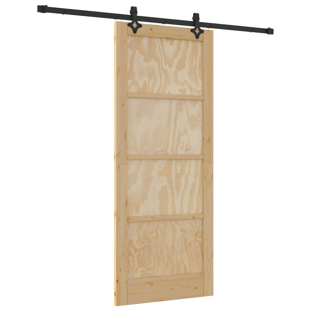 Porta Scorrevole Naturale e Nero 83 x 202 cm