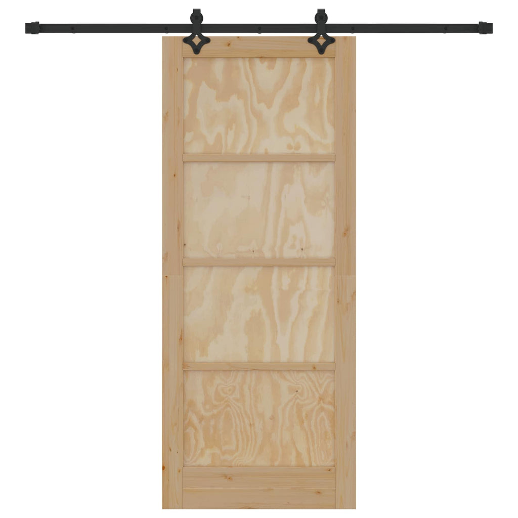 Porta Scorrevole Naturale e Nero 83 x 202 cm