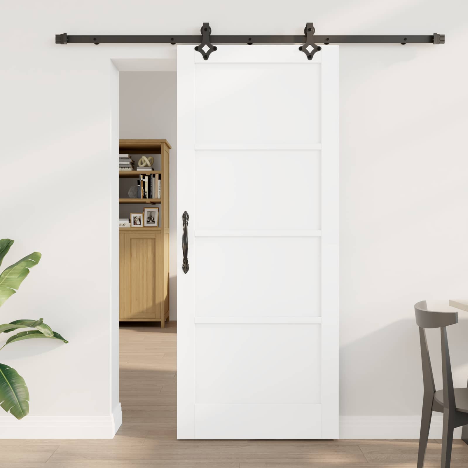 Porta scorrevole bianco e nero 83 x 202 cm in legno di pino