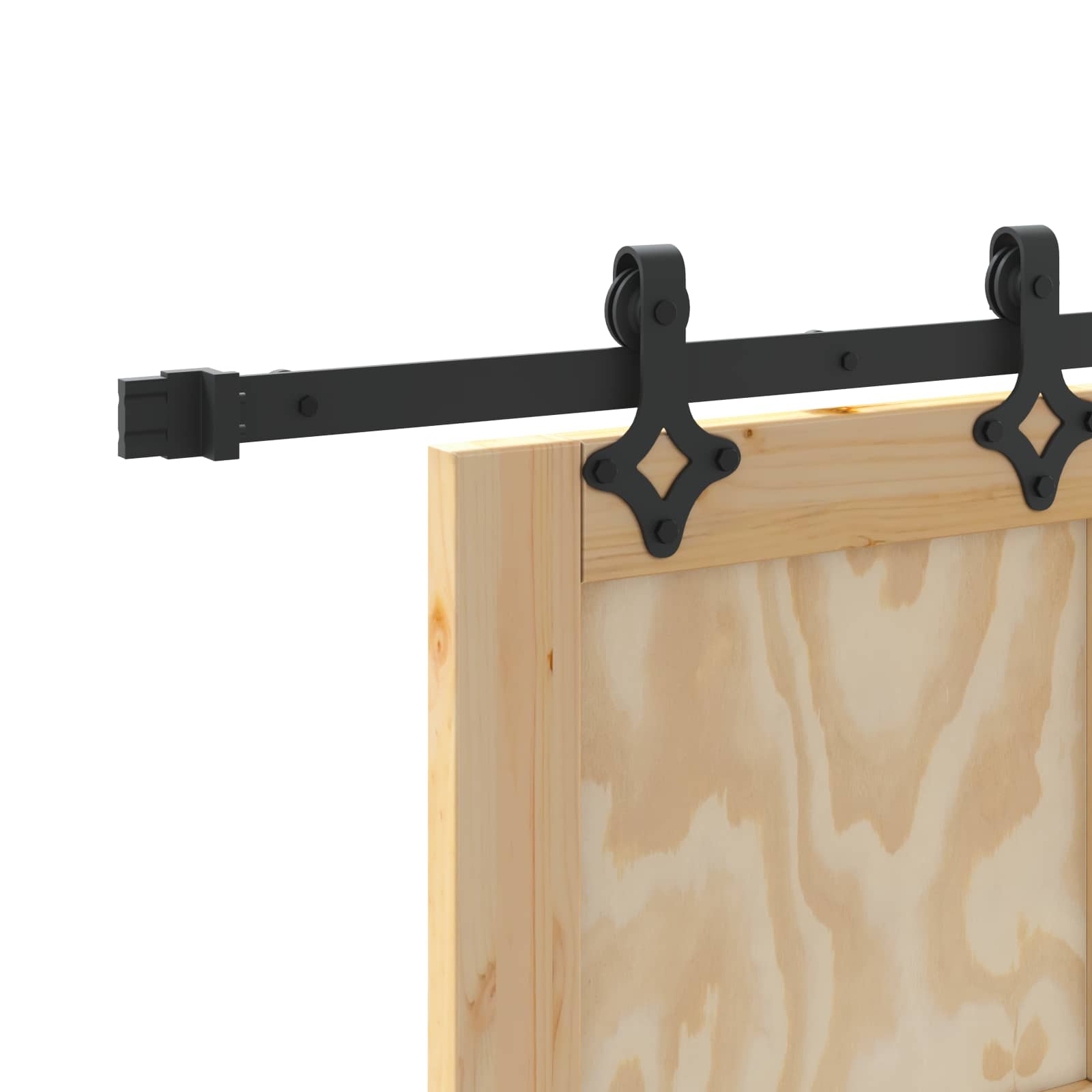 Porta scorrevole legno pino naturale e nero 83 x 211 cm