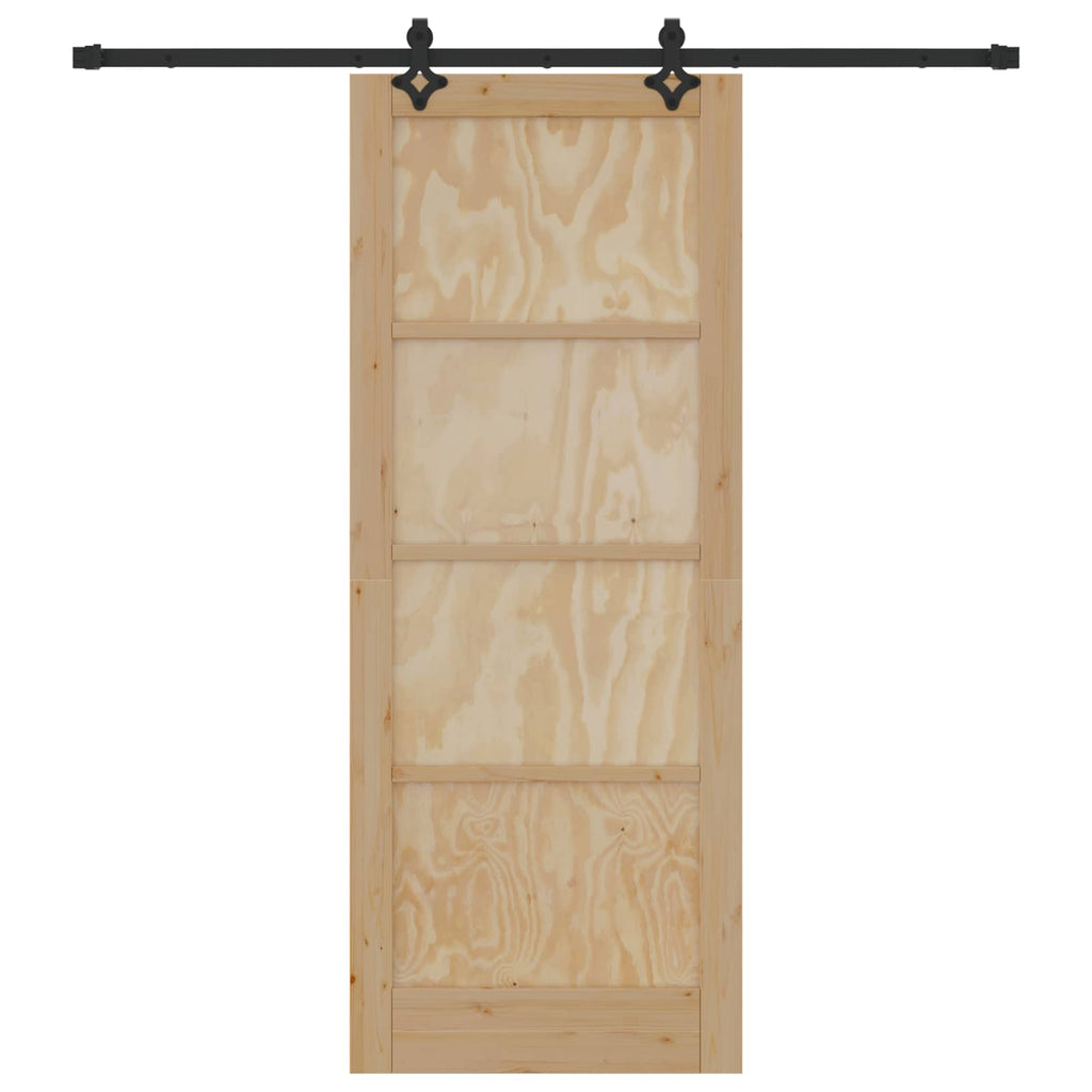 Porta scorrevole legno pino naturale e nero 83 x 211 cm