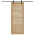 Porta scorrevole legno pino naturale e nero 83 x 211 cm