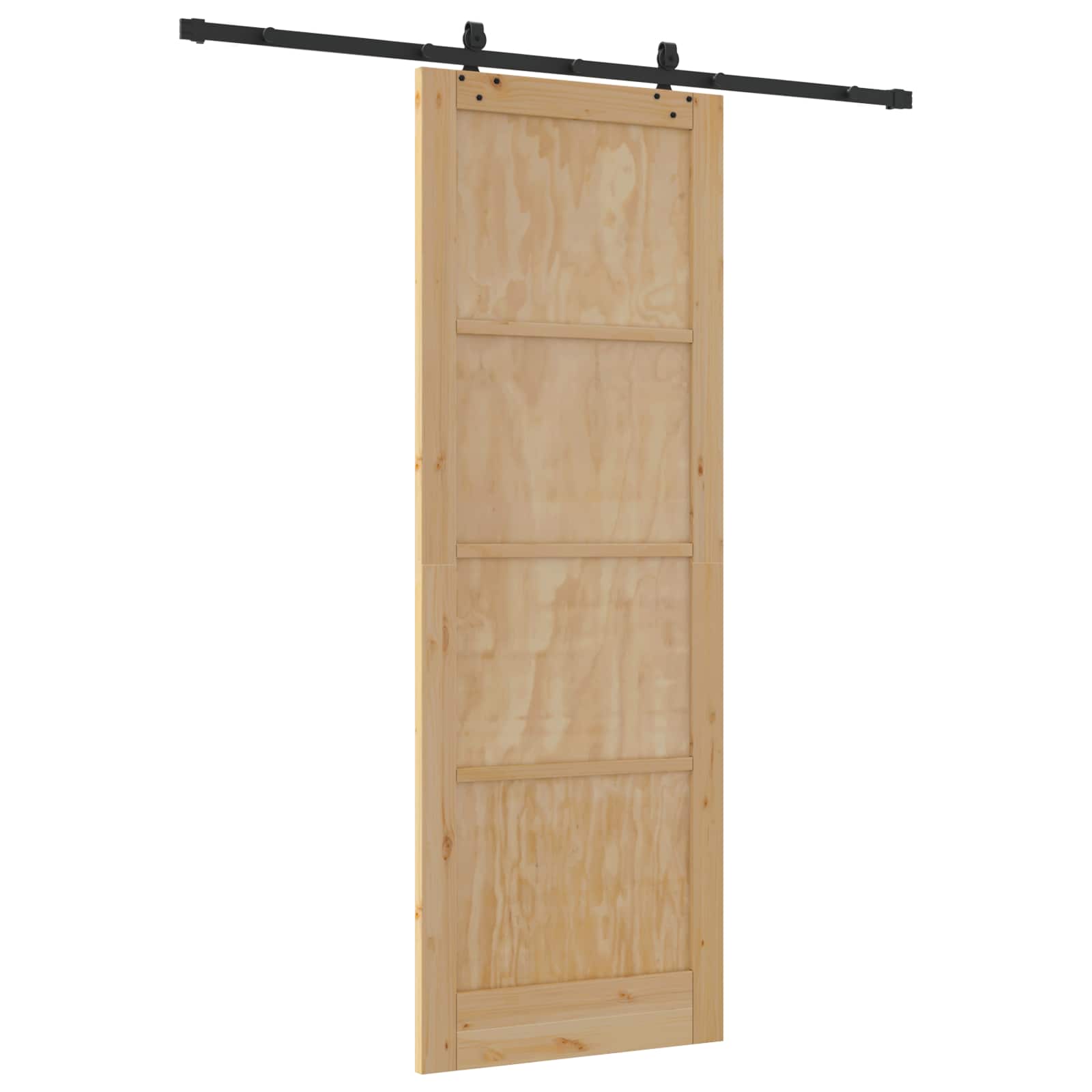 Porta scorrevole in legno di pino Naturale e Nero 83 x 232 cm