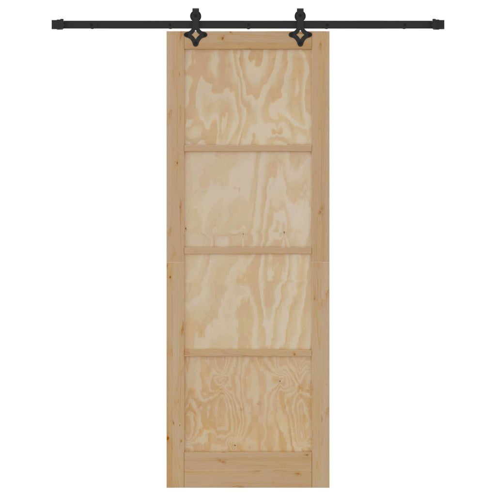 Porta scorrevole in legno di pino Naturale e Nero 83 x 232 cm