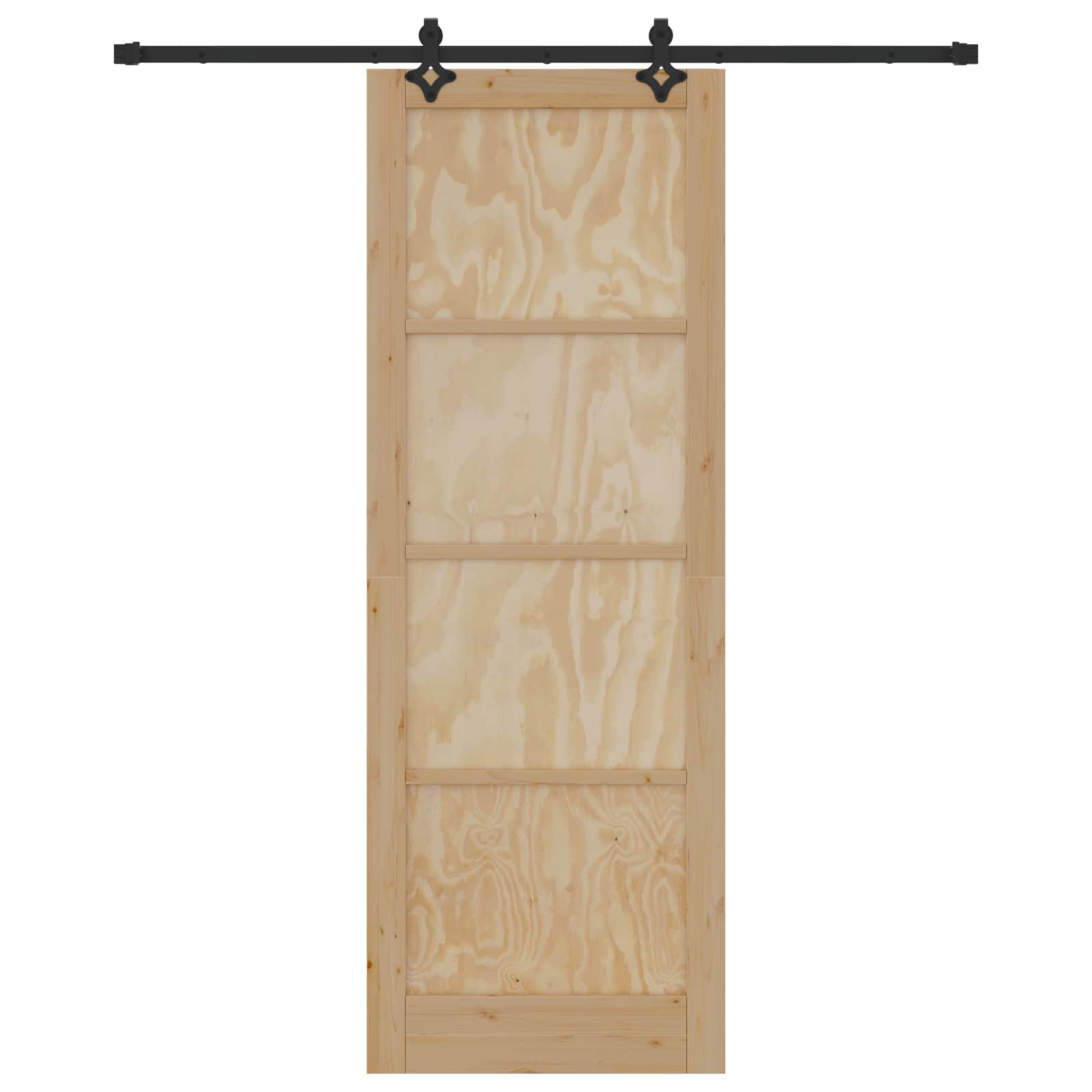 Porta scorrevole in legno di pino Naturale e Nero 83 x 232 cm