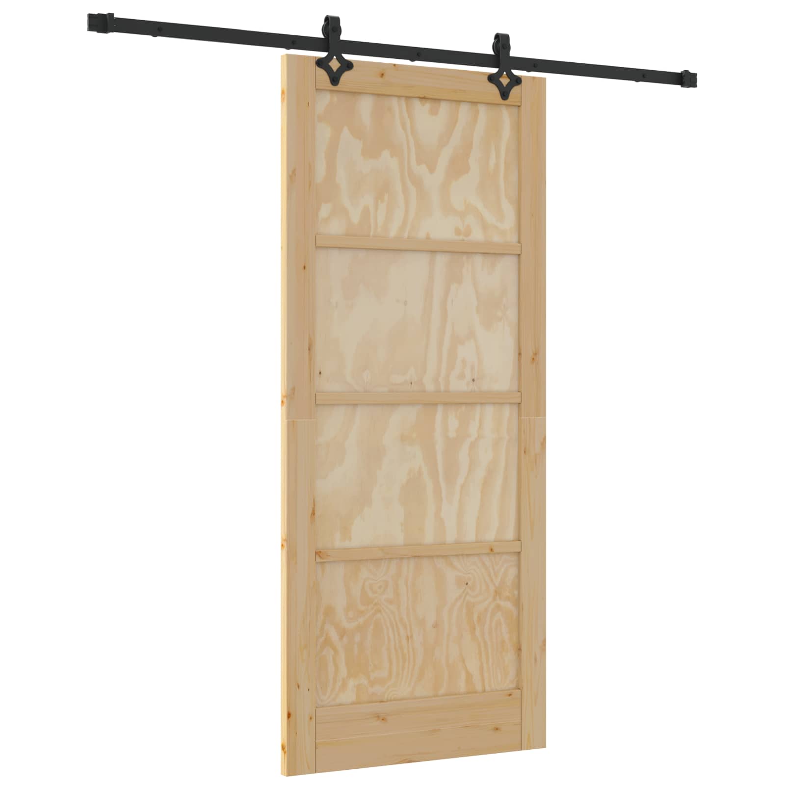 Porta scorrevole in legno di pino naturale e nero 86 x 198,5 cm
