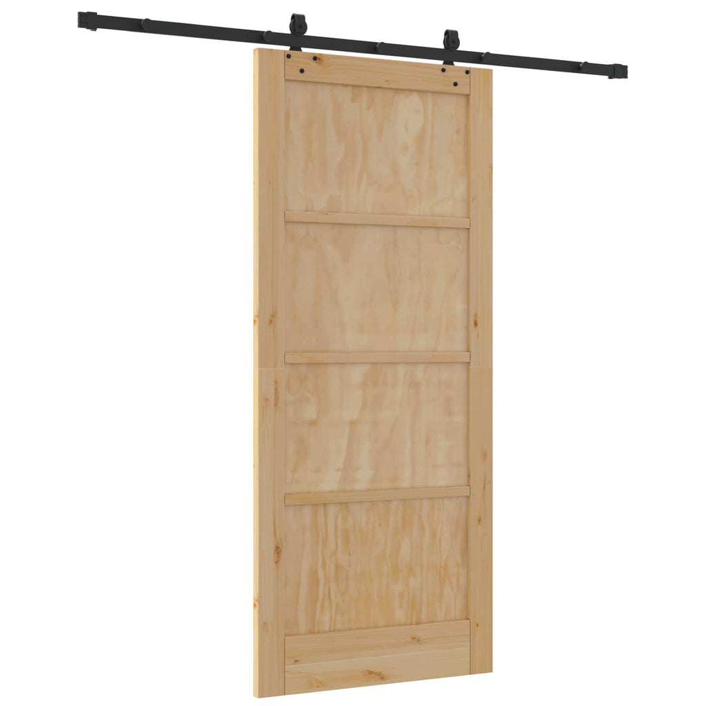 Porta scorrevole in legno di pino naturale e nero 86 x 198,5 cm