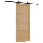 Porta scorrevole in legno di pino naturale e nero 86 x 198,5 cm