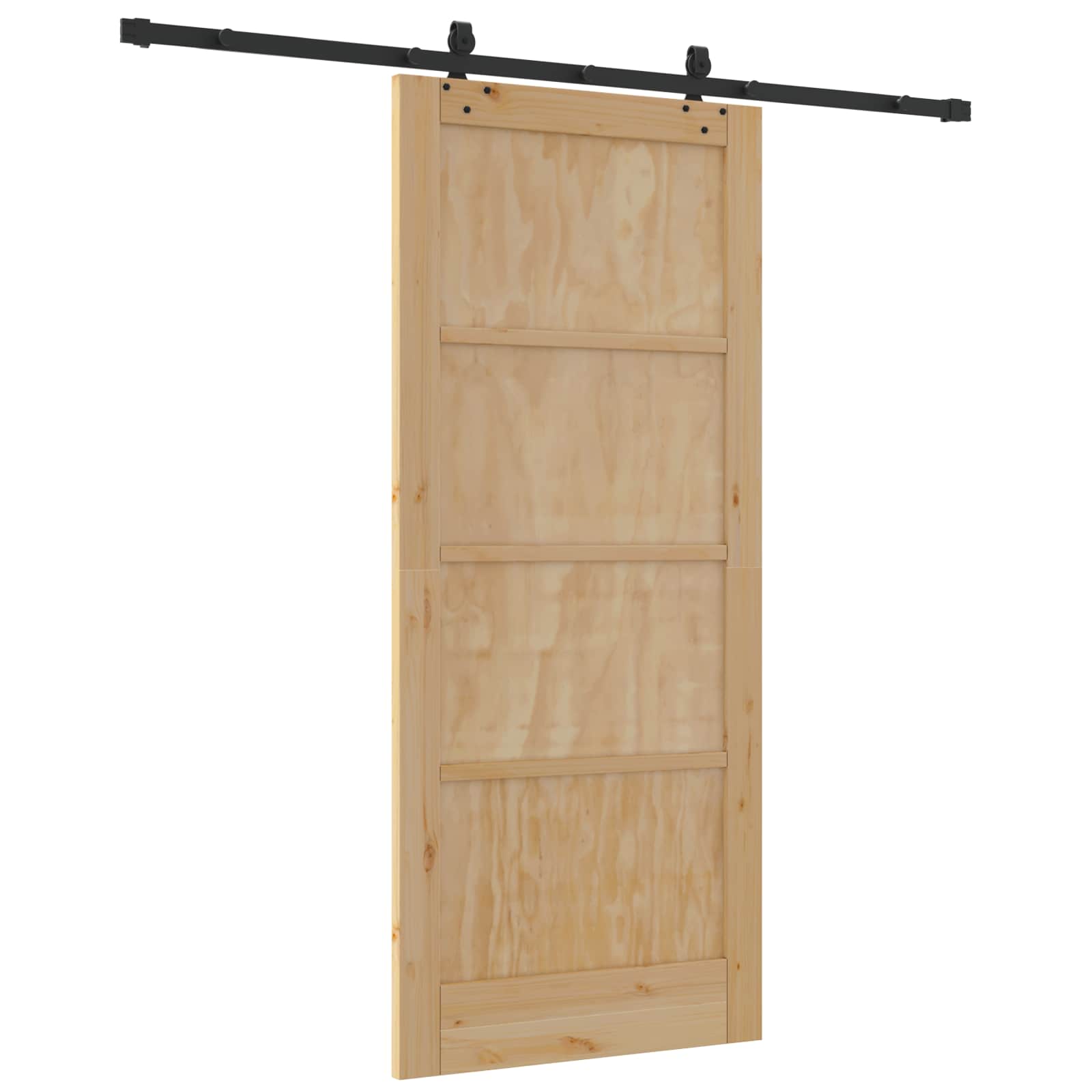 Porta scorrevole in legno di pino naturale e nero 86 x 198,5 cm