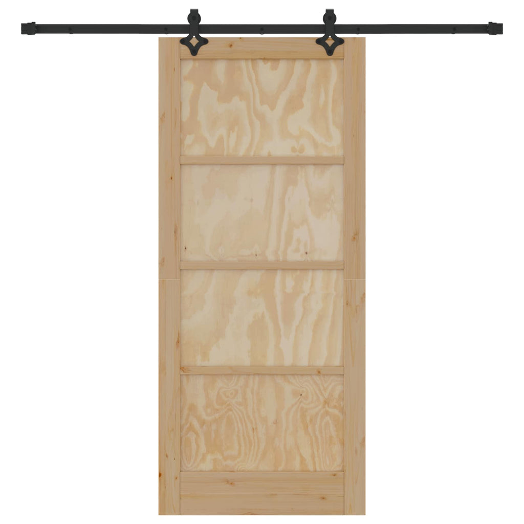 Porta scorrevole in legno di pino naturale e nero 86 x 198,5 cm