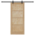 Porta scorrevole in legno di pino naturale e nero 86 x 198,5 cm