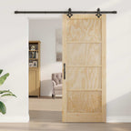 Porta scorrevole in legno di pino naturale e nero 86 x 211 cm