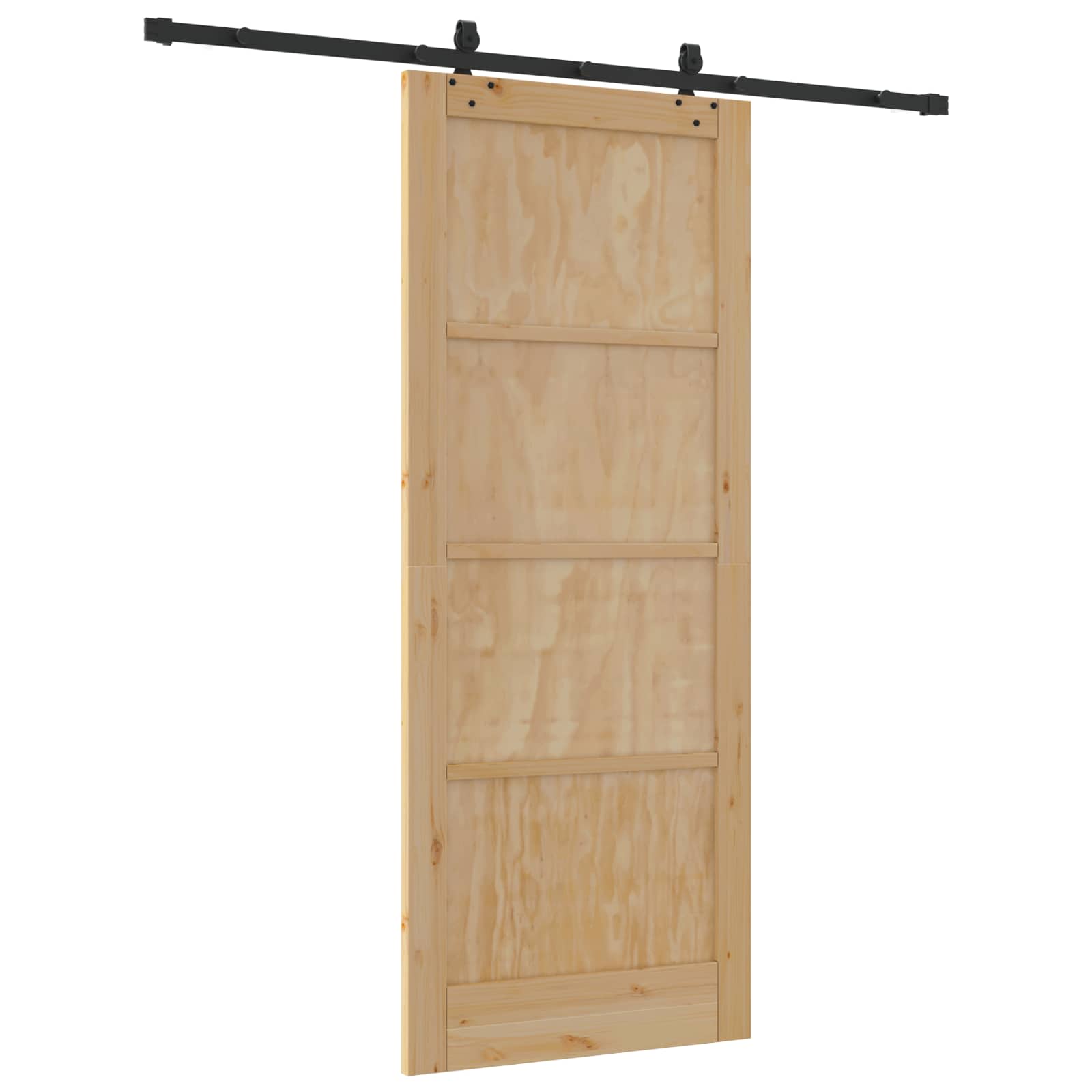 Porta scorrevole in legno di pino naturale e nero 86 x 211 cm